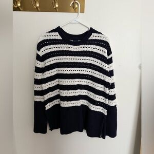 Gap Navy and White Striped Sweater